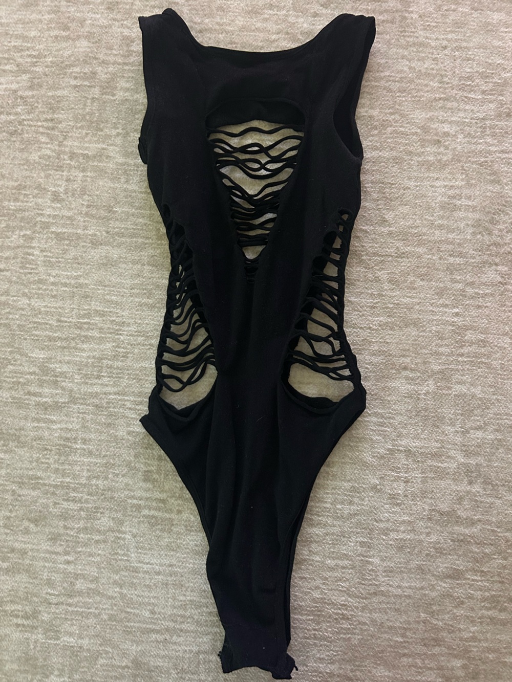 iHeartRaves Black Strappy Cutout High-Cut One-Piece